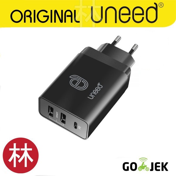 Uneed QuickPlug UCH402 Wall Charger 3 Port Smart Charger With PD