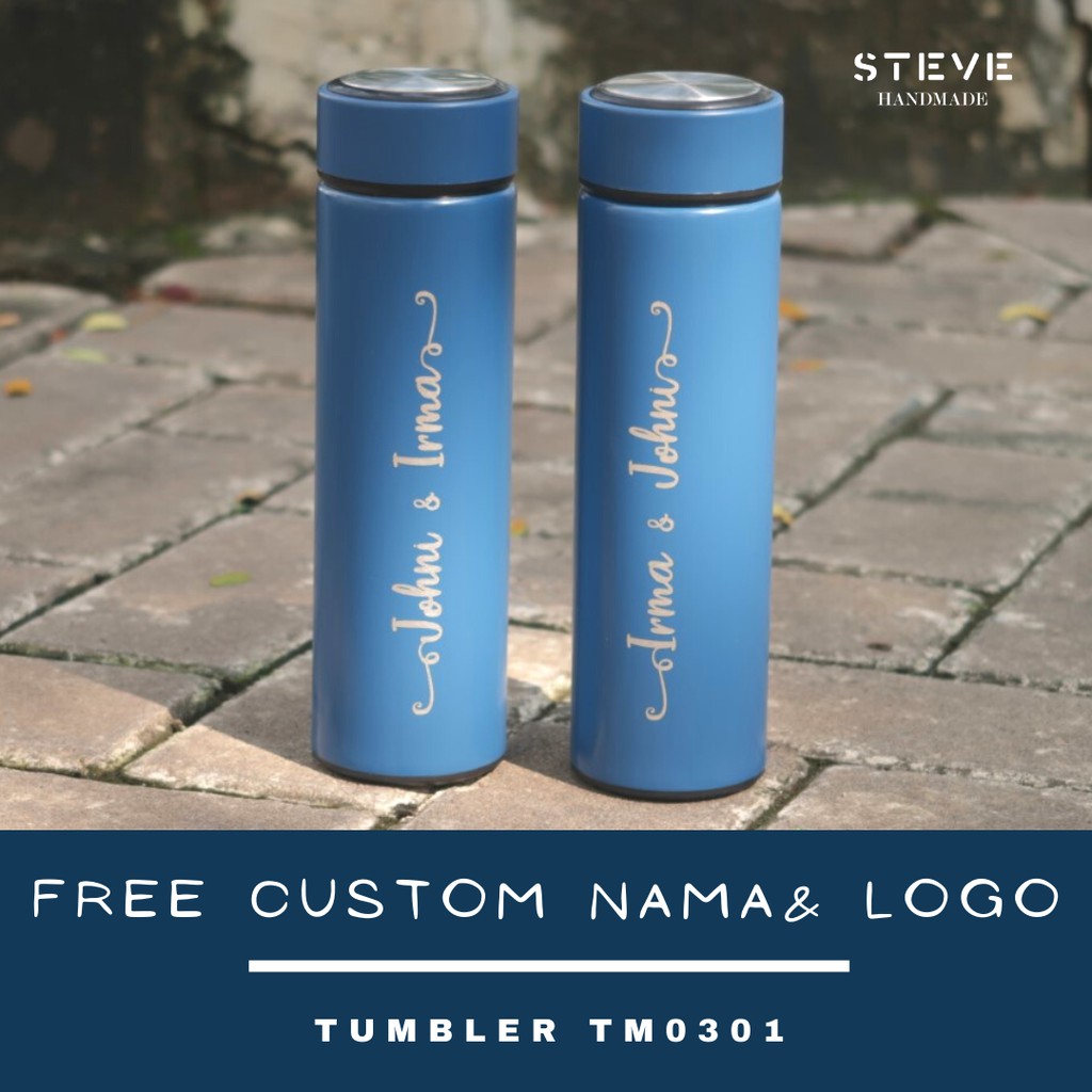 Botol minum stainless termos vacuum tumbler travel mug TM0301 Blue Custom Tahan Air Panas dan Dingin