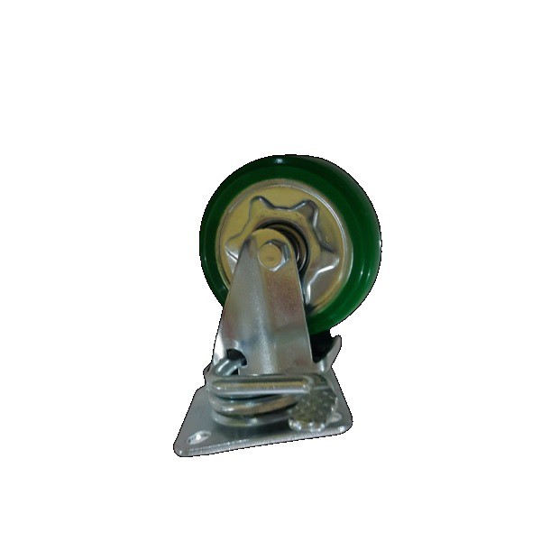 Roda Caster / Troly / Troli PU Hijau 4 Inch Rem ( Kunci ) OSAKA