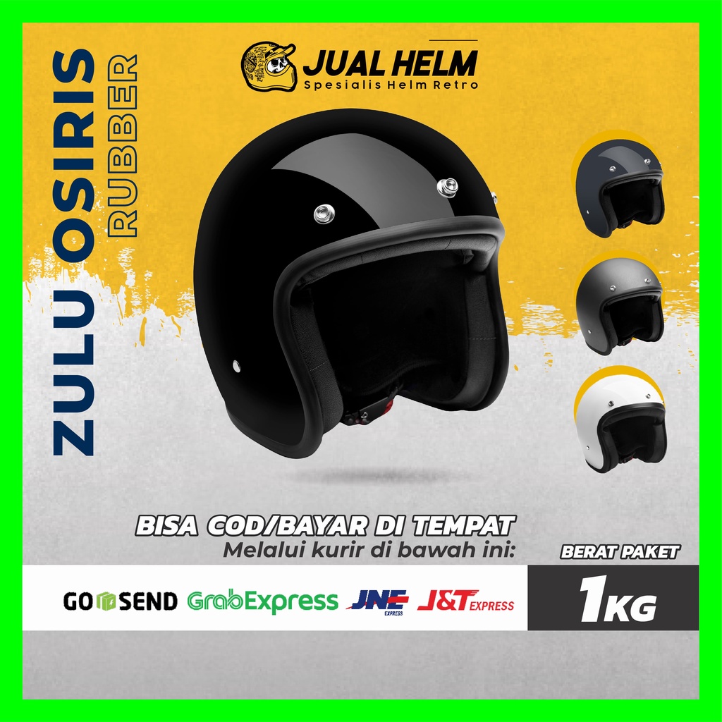 HELM RETRO ZULU OSIRIS LIST RUBBER ( Bogo / Vespa / Klasik )