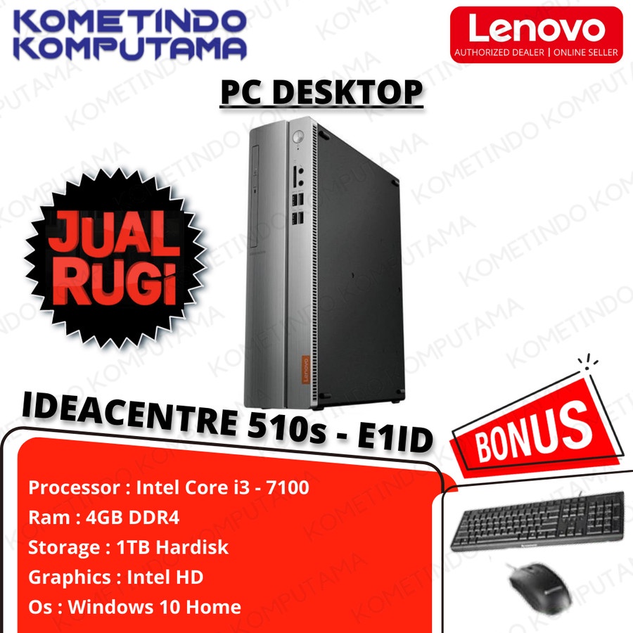 PC Desktop Lenovo IC510s-08IKL Core i3-7100 4G 1T Intel HD WIN10 - E1ID