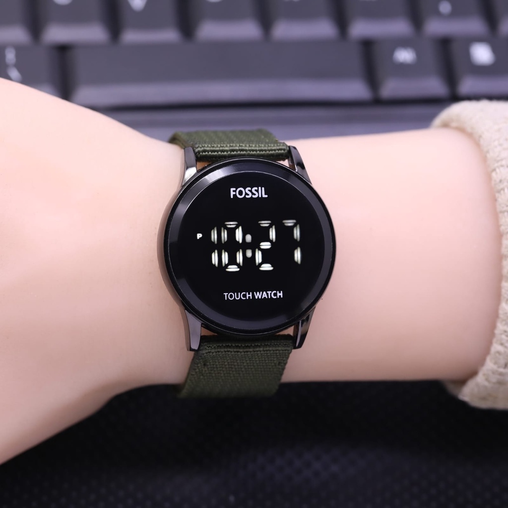 Jam Tangan Wanita Digital FS 1132L Led Touch Screen Strap Kanvas Plus Box Kancing 3,6Cm
