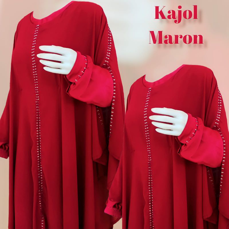 KAFTAN KAJOL LUAR BAHAN SIFON CERUTTY DALAMAN BAHAN MAXMARA GRADE A TANGAN MANSET MODEL MATA BLINK A