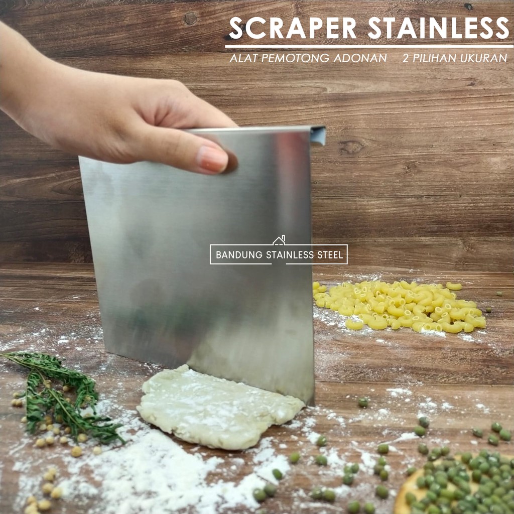 SUS304 Scraper Stainless Steel Dough Cutter Alat Pemotong Adonan Mie Kue Roti Cakue