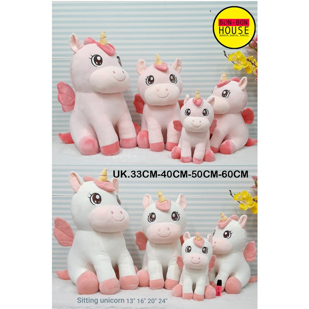 Boneka Sitting Unicorn Sayap Impor Hadiah Kado Ultah