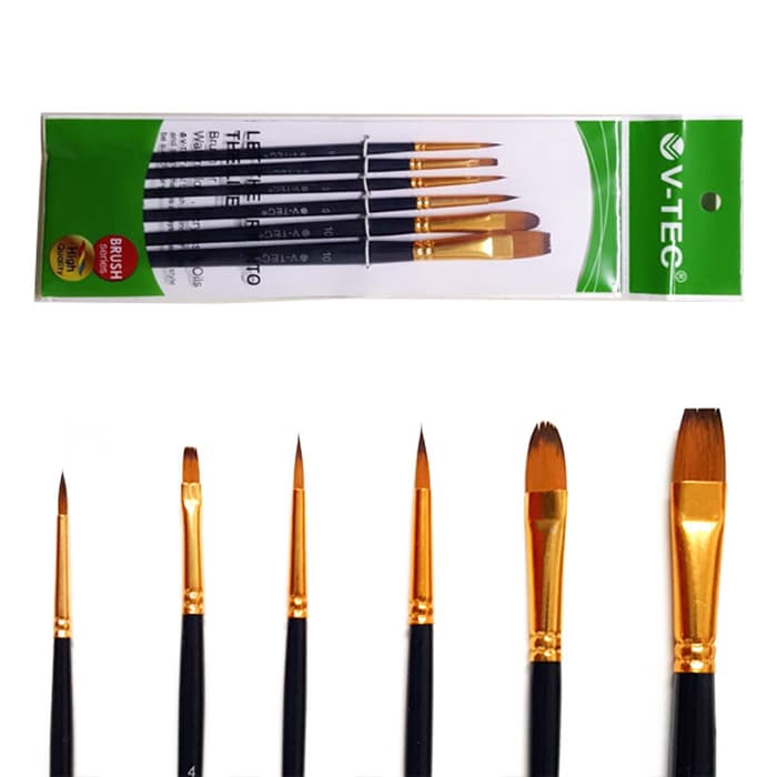 

V-Tec Brush A0345 Set 6 / Kuas Lukis Set 6