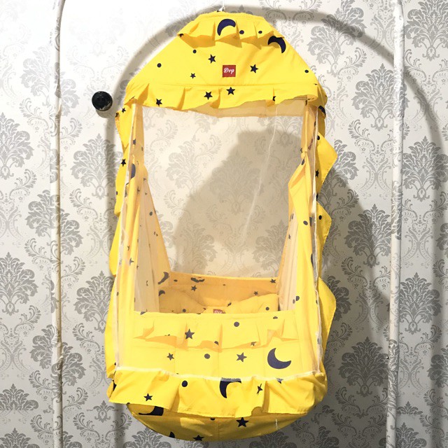 Ayunan Bayi Karakter Murah Set Dengan Kasur Dan Kelambu Bayi Motif Bulan Bintang Full Kuning Shopee Indonesia