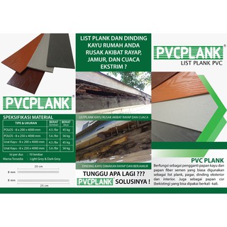  Lisplang  Lisplank PVC Plank Warna Abu Muda 200 x 8 x 