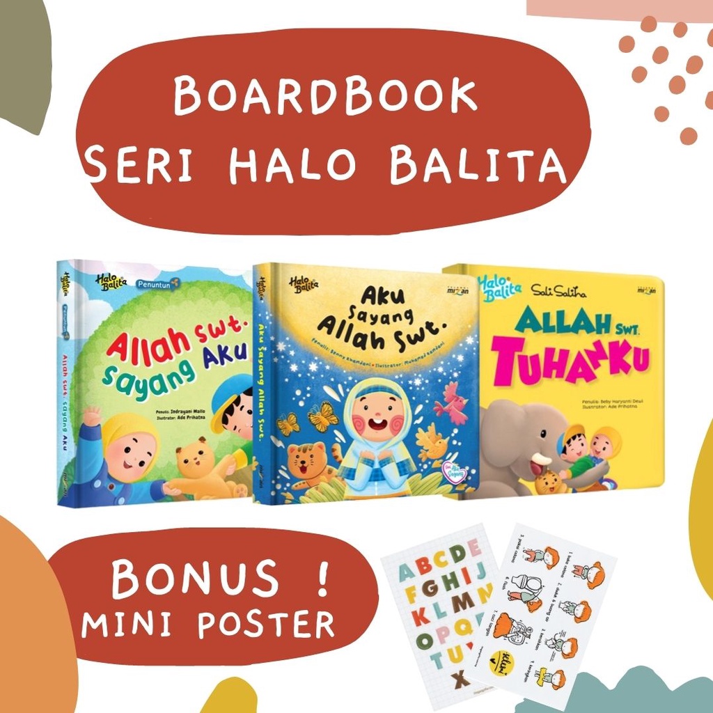 Paket Boardboook Mizan | Seri Halo Balita Penuntun Allah Swt. Sayang Aku , Allah SWT. Tuhanku , Aku 