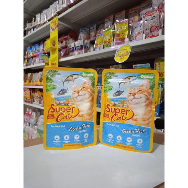 super cat sachet pouch 85gr for adult cat ocean fish