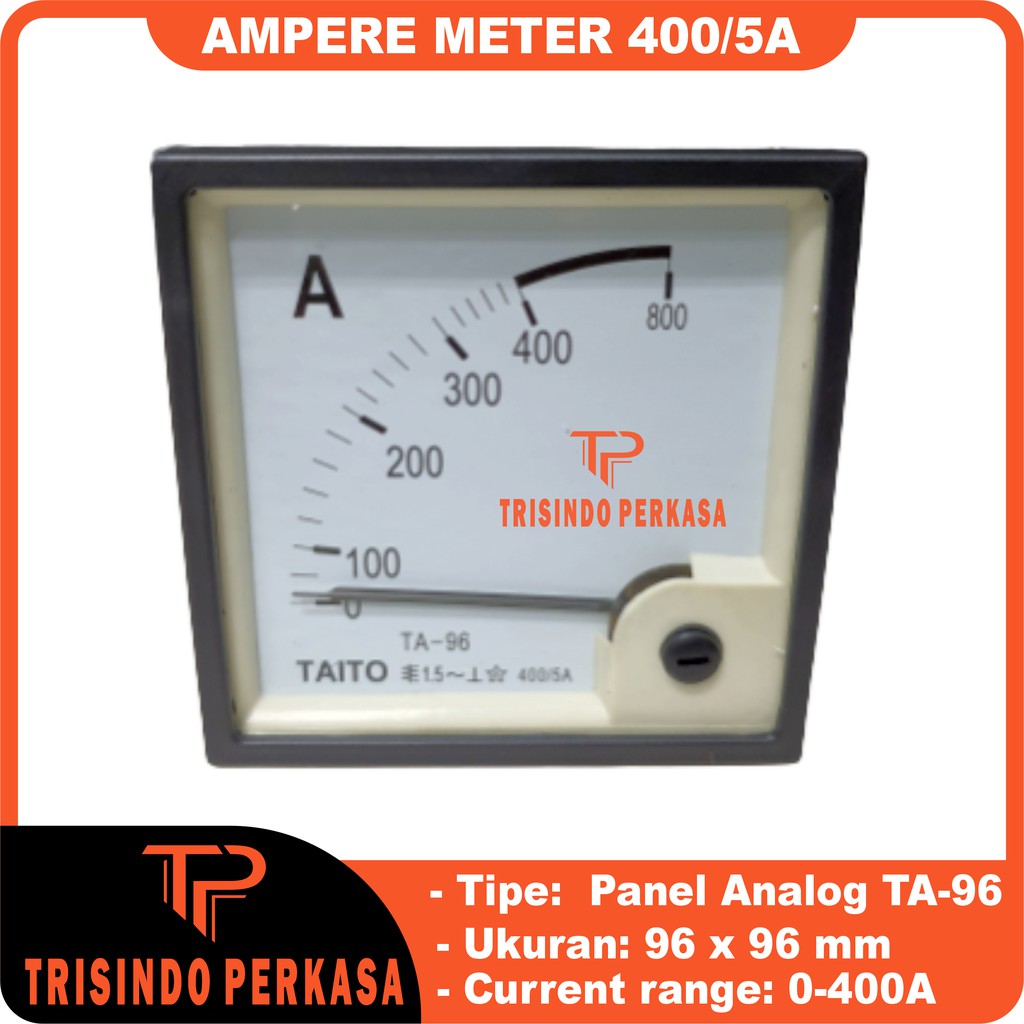 Ampere Meter Panel Analog TA-96 0-400A 96x96 Jarum