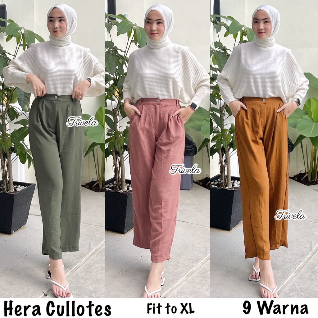 TRIVELA - Kulot Cringkel Airflow High Quality / HERA Cullotes Cringkle Kancing fit to XL SJJ