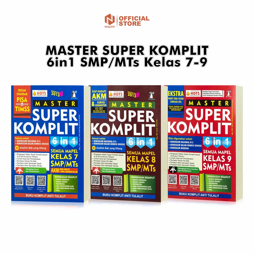 Buku Ujian Kelas 7 8 9 SMP MTS / Master Super Komplit Kelas 7 Smp/Mts / Master Super Komplit Kelas 8