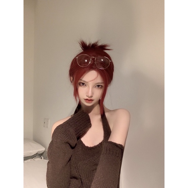 T2084 full wig korean style tanpa poni 60 cm