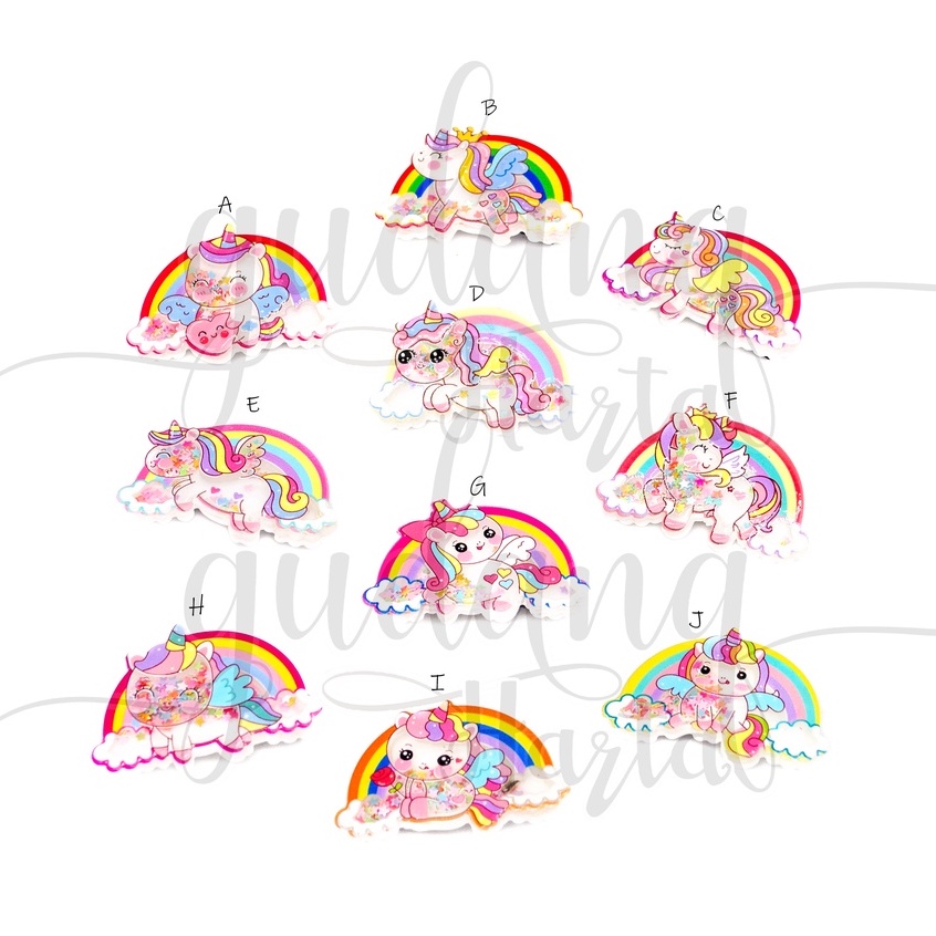 Jepit Rambut Rainbow Unicorn Shake Hairclip Kuda Poni GH 212044