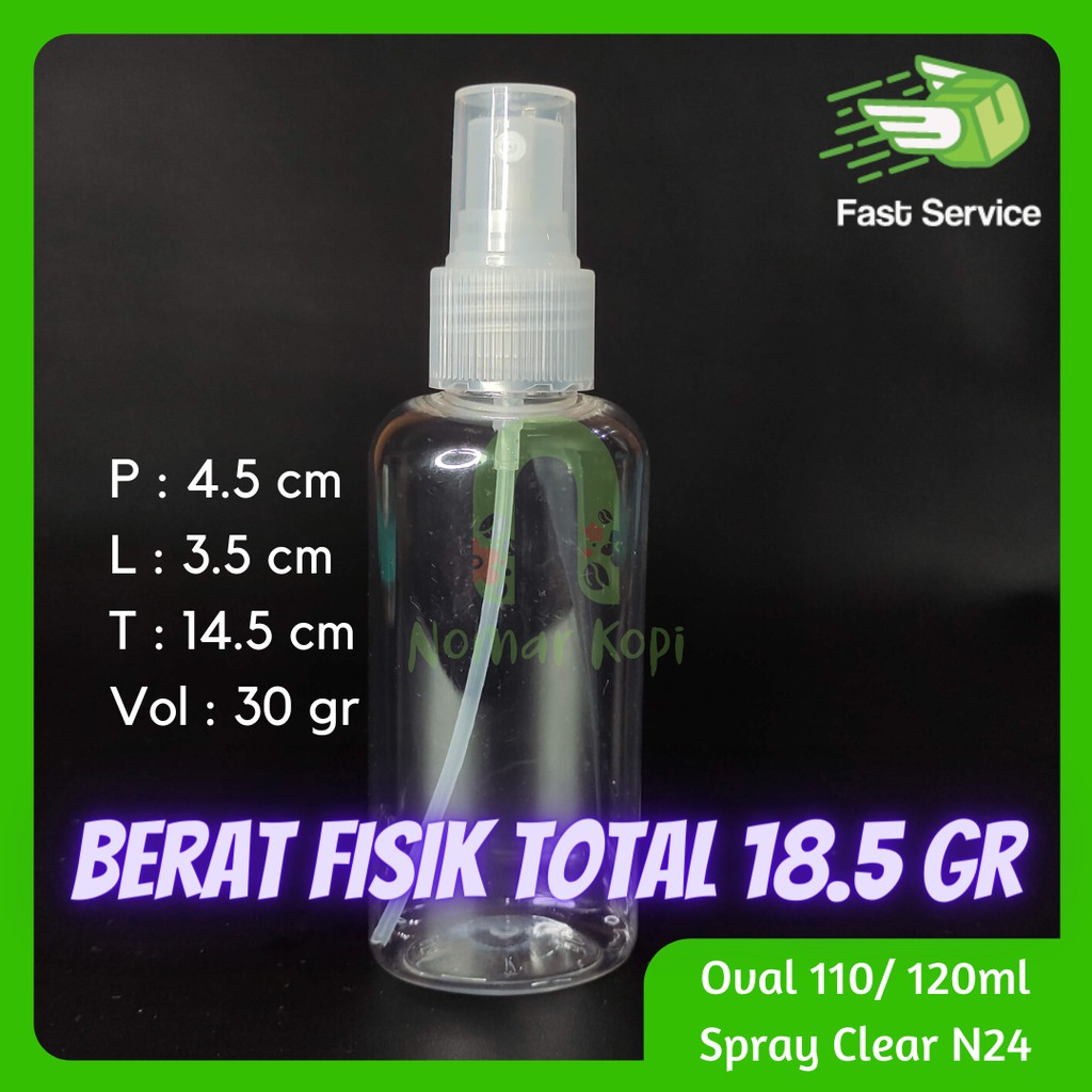 Botol Spray 120ml (100ml Extra Oval) Tebal Bening Ellips Toner Parfum Hand Sanitizer