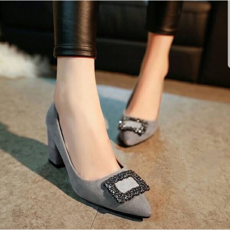 NAi High heels 7cm sepatu pesta pantofel kerja hak tahu AMT01