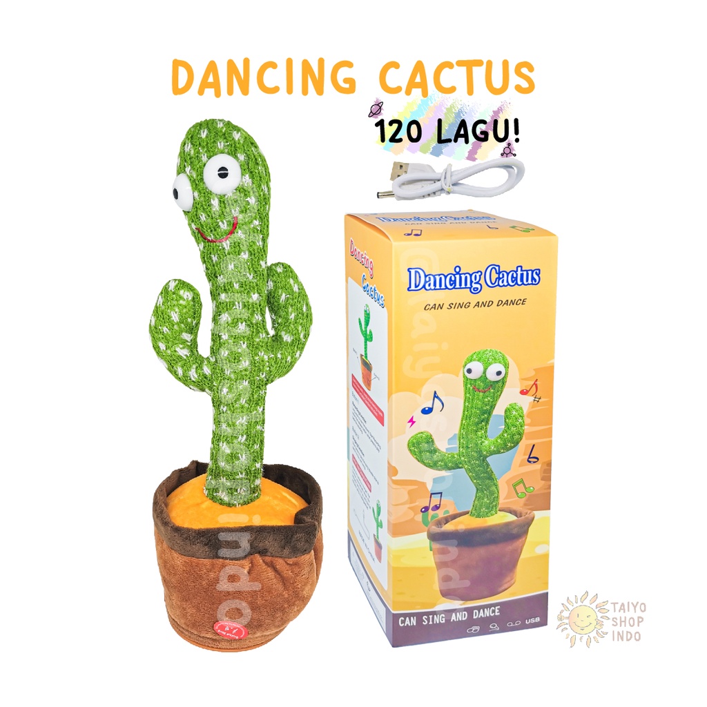 Mainan Anak Dancing Cactus USB BOX Kaktus Joged Musik Bicara Menari-Kaktus