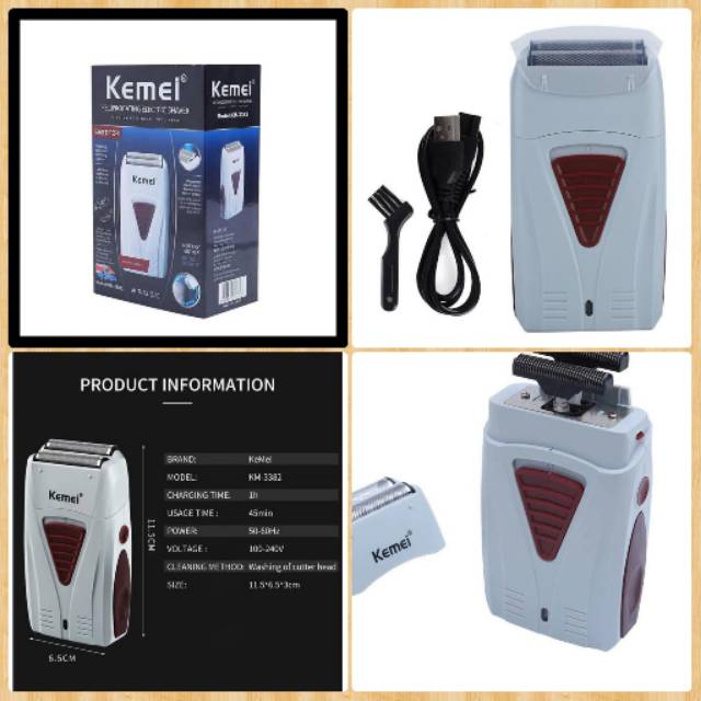 KEMEI KM 3382 SHAVER ORIGINAL MESIN CUKUR RAMBUT PORTABLE UNTUK BOTAK LICIN