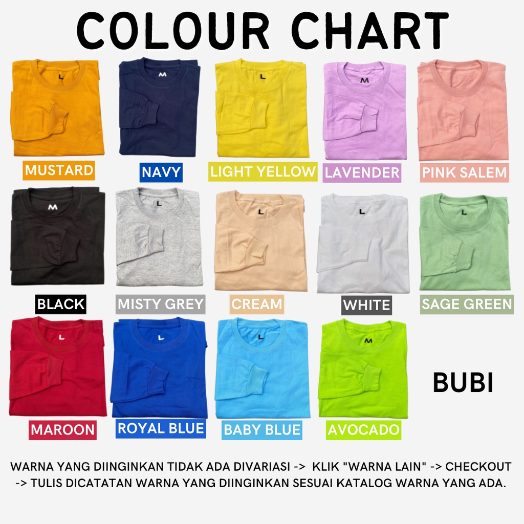 KAOS POLOS PANJANG COTTON COMBED 20S S-XXL | PRIA WANITA KATUN COMBED