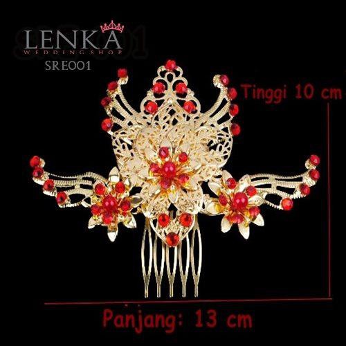 LENKAAKSESORIS PESTA WANITA SIRKAM RAMBUT IMLEK RED GOLD SRE001