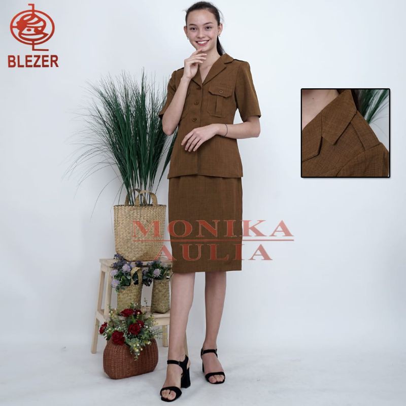 Stelan blazer pns/pemda/guru pangkat lengan pendek