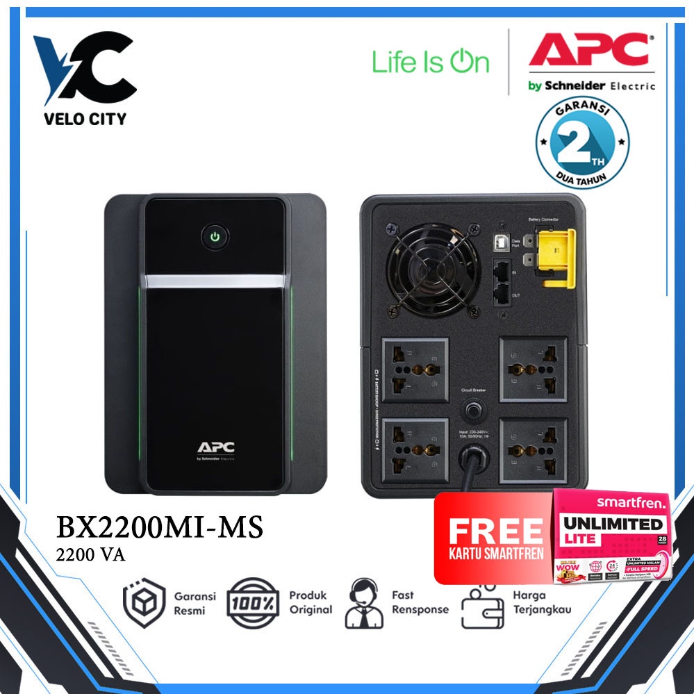 APC Back UPS 2200VA 230V AVR BX2200MI-MS - Garansi Resmi 2 Tahun