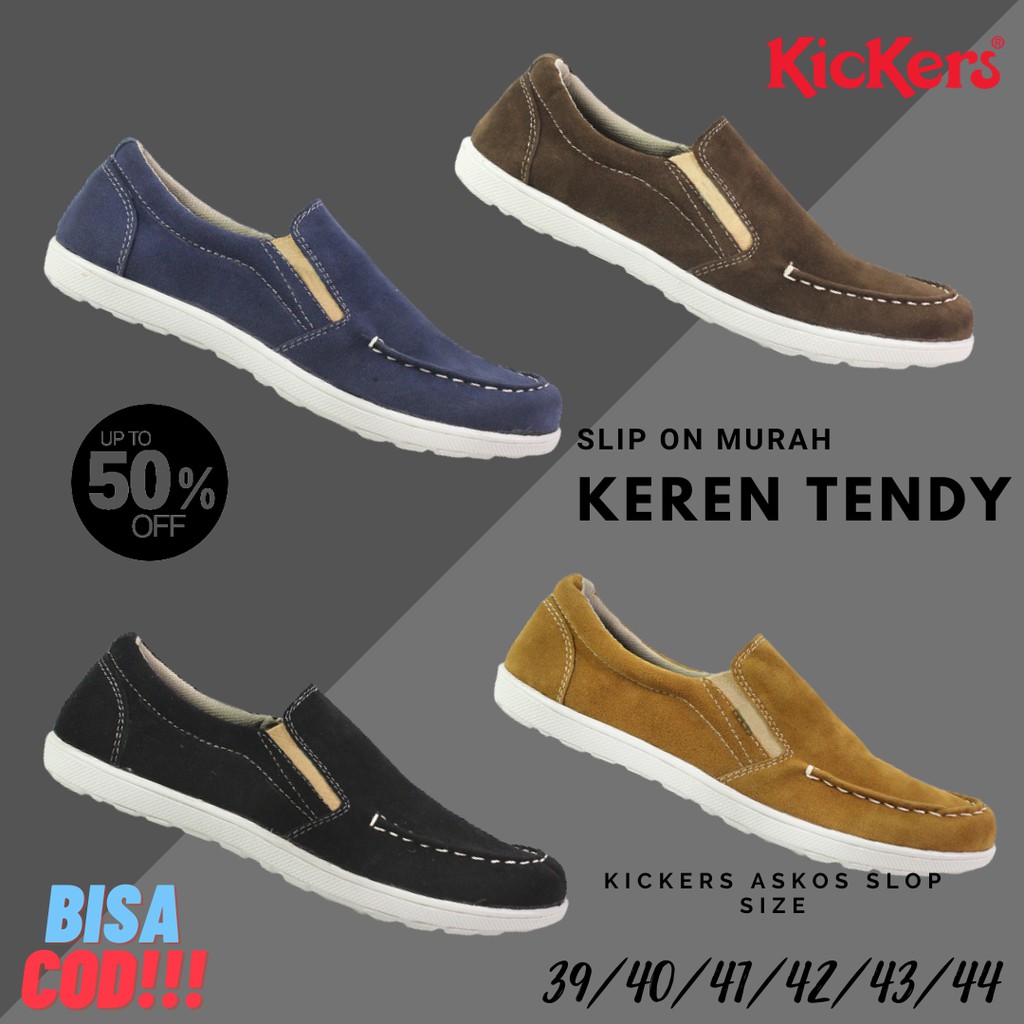 Sepatu Selop Pria Kickers Askos Suede Slop Formal Kasual Kerja Sepatu Slip On Santai Cowok Keren