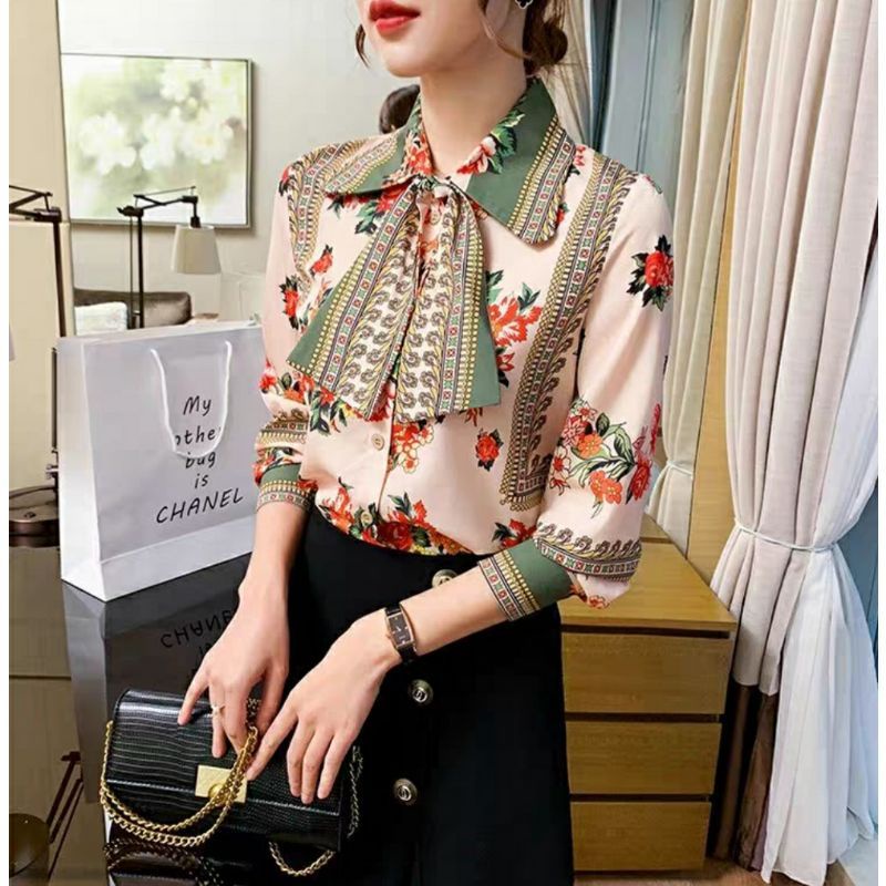 MDLV ~ 6353 Magazira Bowtie Shirt Blouse Korea Blouse Premium Blouse Terbaru Blouse cewek Kemeja Premium Fashion Import