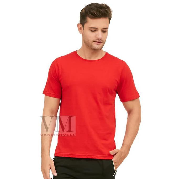 VM Kaos Merah Polos Jumbo Oblong BIG Size Pria - Merah, S