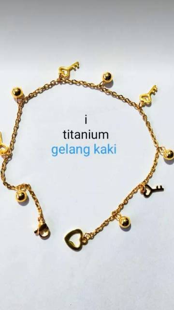 Gelang kaki titanium asli, awet, tidak luntur