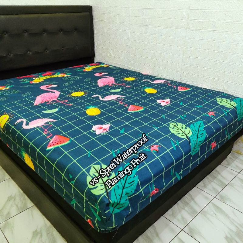 SPREI WATERPROOF MOTIF SPREI ANTI OMPOL 120 160 180 200-WP Flamingo Square