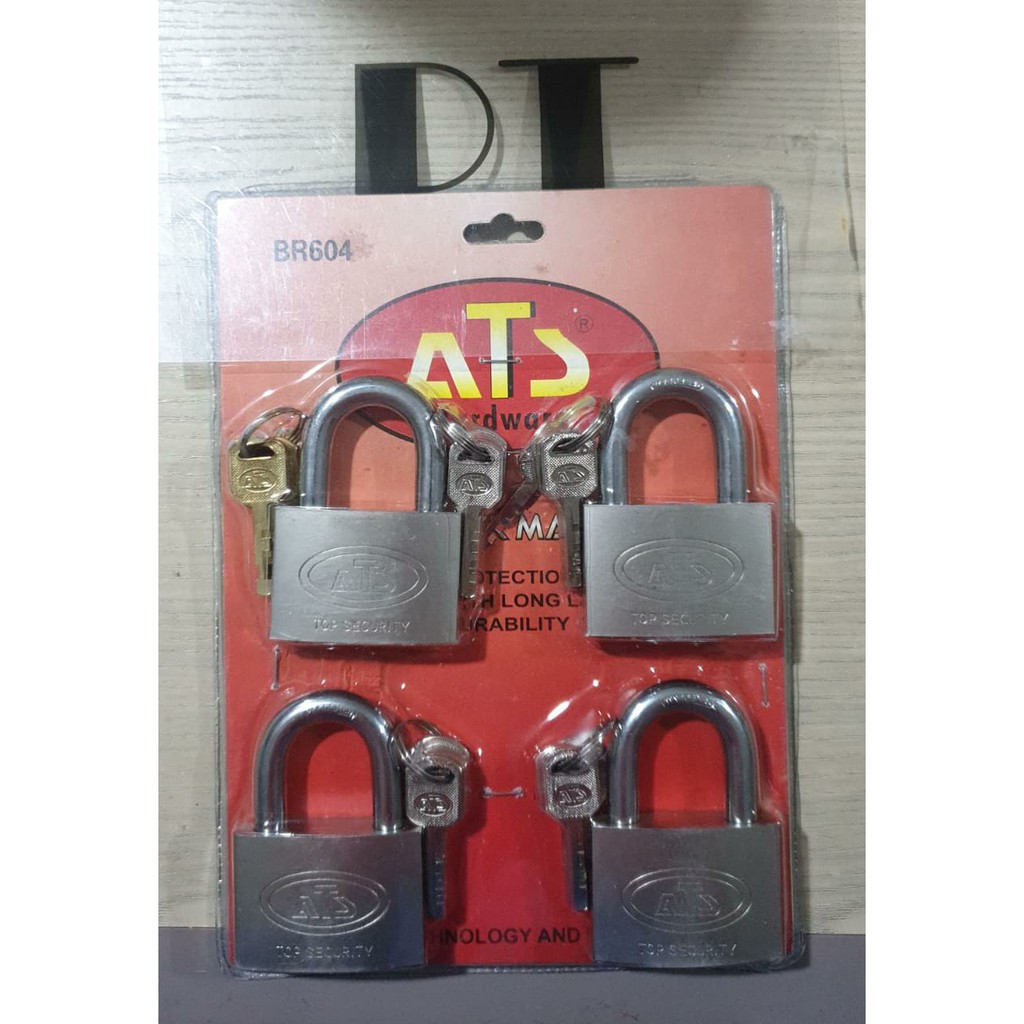 Gembok Putih Master Key ATS uk 60mm isi 4pcs / Iron Padlock 60 mm set 4 pc BR604 Pagar Rumah Toko