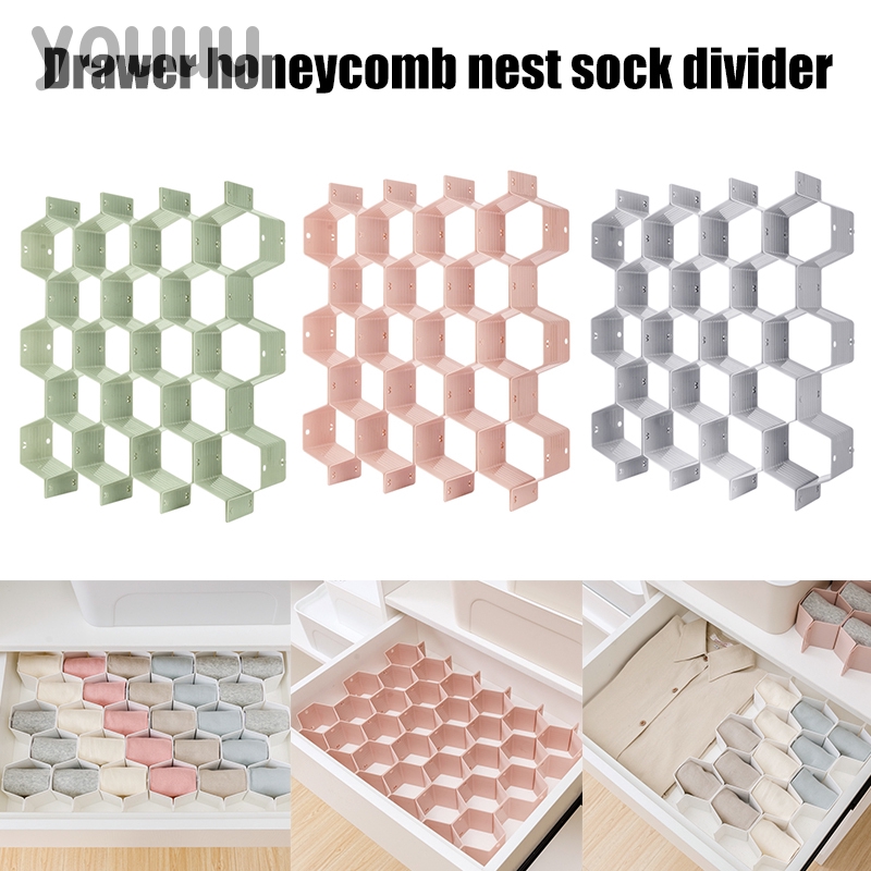 Adjustable Drawer Organizer Honeycombs Clapboard Divider Separator Diy Drawer Divider Underwear Socks Organizer Shopee Indonesia