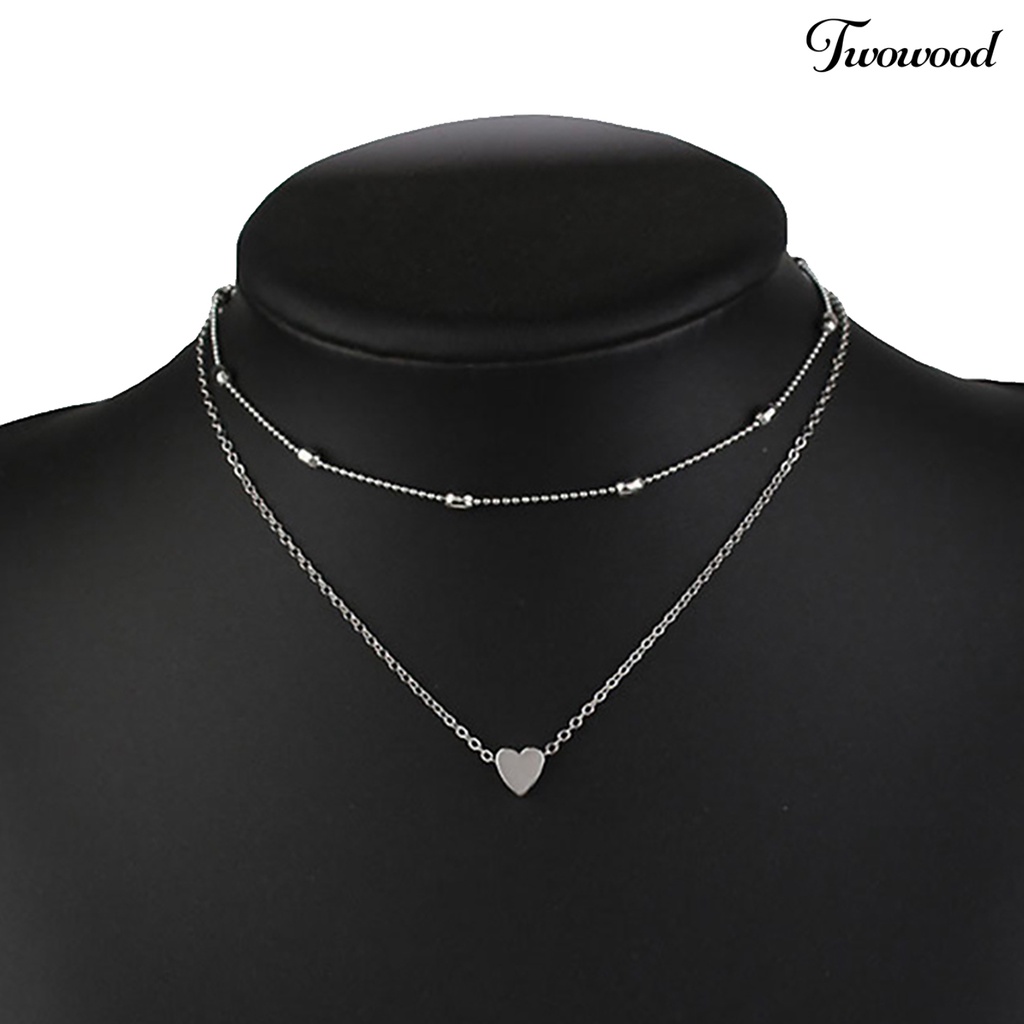 Kalung Choker Rantai Multilayer Aksen Manik-Manik Hati Untuk Wanita