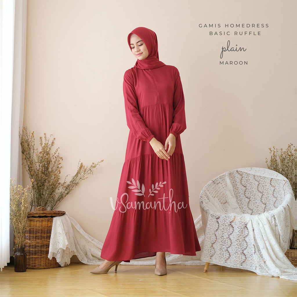 vSamantha - Gamis Homedress Basic Ruffle Plain