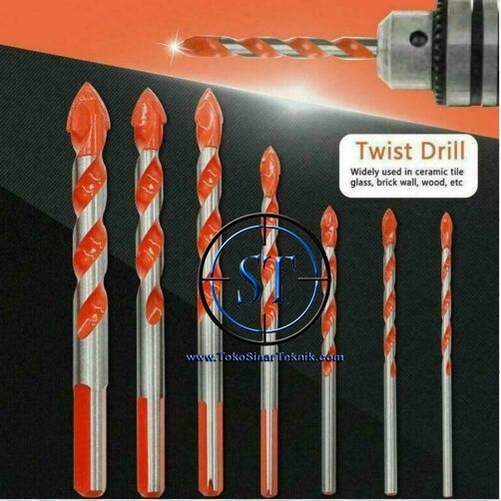 Mata Bor Tombak Segitiga Tungsten 3-12mm Isi 7 Pcs HSS Triangular Triangle Bit Electric Multifunctional Diamond Ceramic Tile Glass Metal