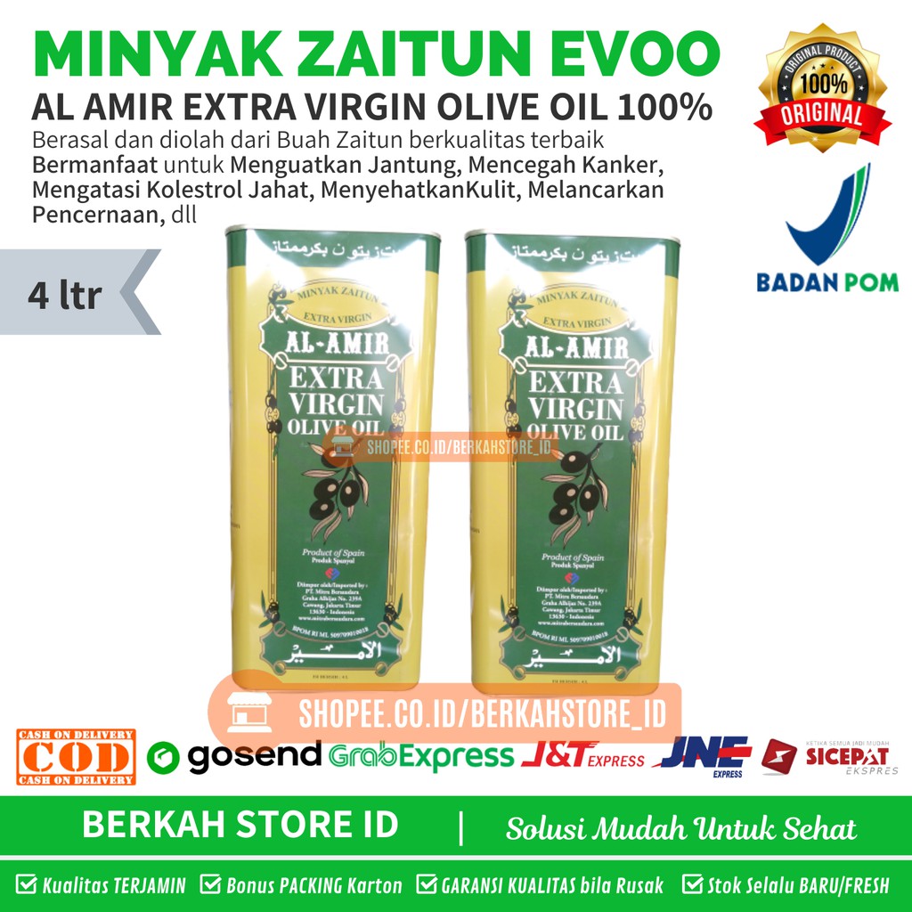 

✅ BPOM / MINYAK ZAITUN AL AMIR 4 LITER ZAITUN MURNI 100% EXTRA VIRGIN OLIVE OIL - ZAITUN PEKANBARU