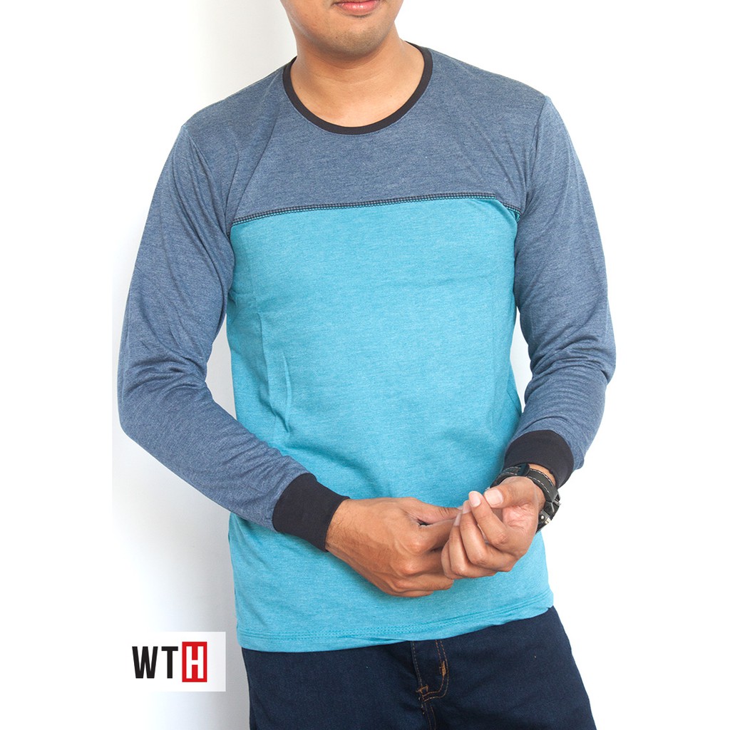 KAOS LENGAN PANJANG SWEATER BIRU TOSCA WHAT THE HEAVEN