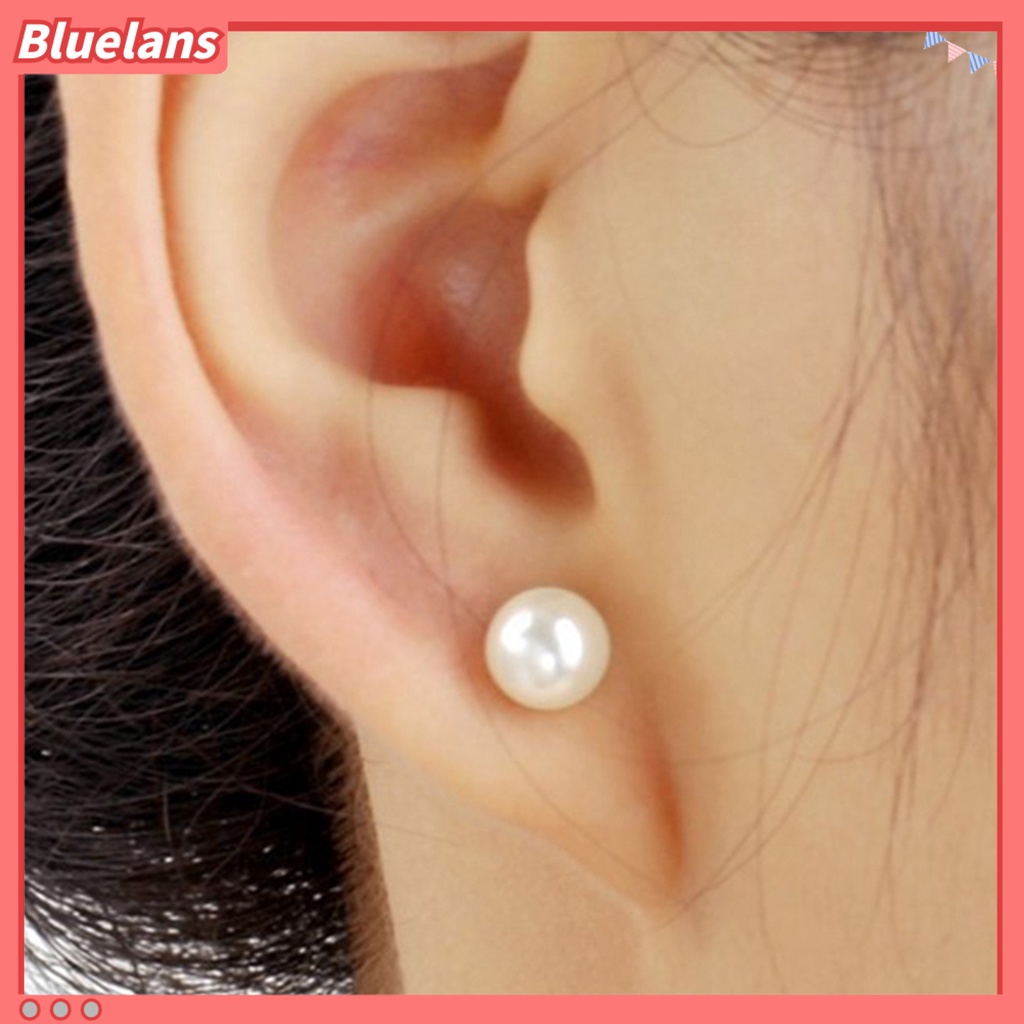 Bluelans Earrings Simple Easy Matching Women Round Faux Pearl Ear Studs