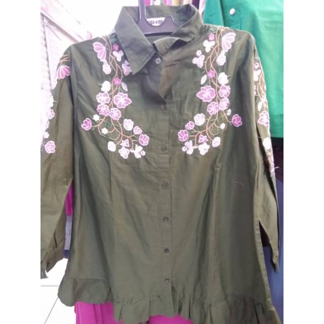 Kemeja tunik warna hijau army