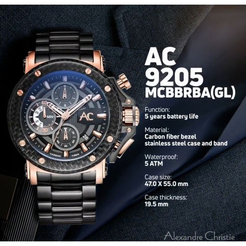 Jam Tangan Alexander Christie AC 9205 Men Tali Stainless Mesin Baterai Original