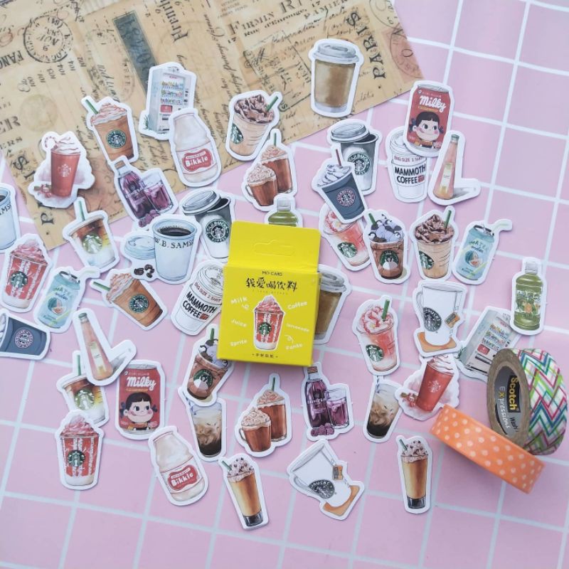 

[GSB OFFICIAL] Sticker Pack DRINKS untuk Journal Scrapbook HP dan Laptop
