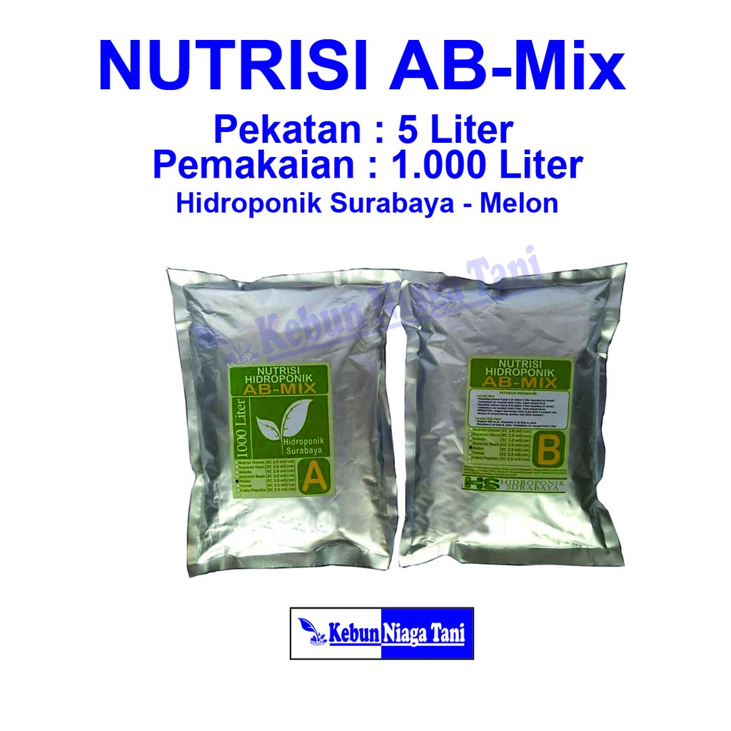 ID HIDROPONIK SURABAYA NUTRISI AB MIX 5 L - ABMIX DAUN BUAH SELADA UMUM MELON TOMAT CABE PAPRIKA