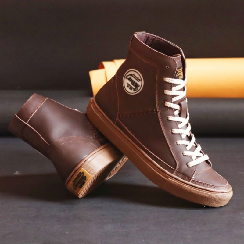 (COD) Sepatu Lokal Shoes Local Pride Cevany Dante High Full Leather Black Brown Tan Original