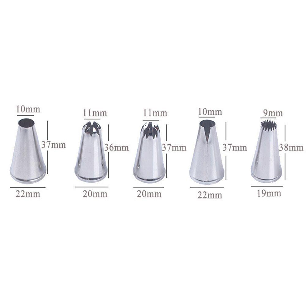 Solighter 5PCS/SET Icing Piping Nozzle Bakery Pastry Tips Stainless Steel Cupcake Cetakan Kue