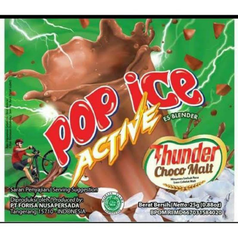 

Pop Ice Active Thunder Choco Malt 25g, Minuman Serbuk Rasa Susu Cokelat Malt