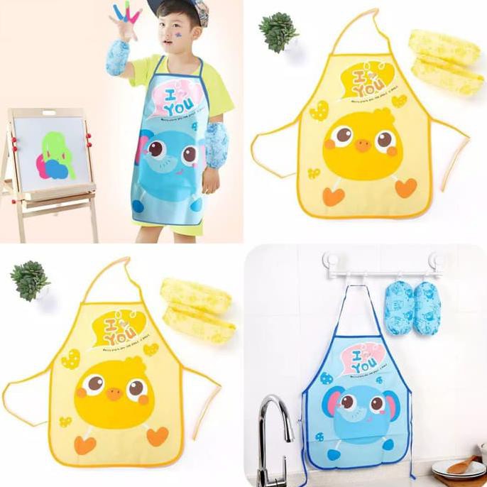 Kids cooking apron celemek plastik anak tahan air waterproof - Kuning