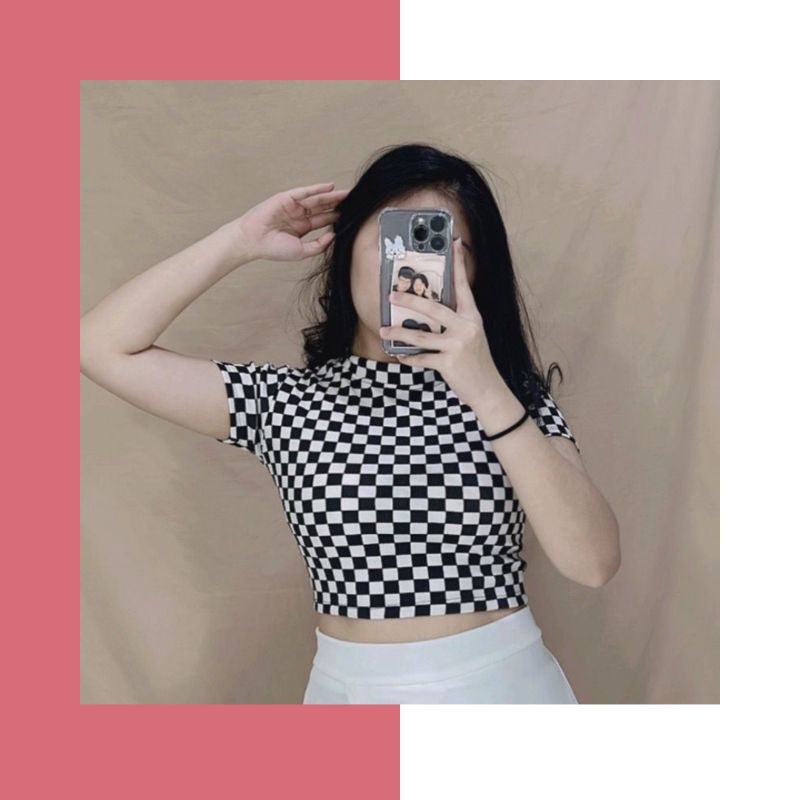 CHECKER CATUR CROP TOP RIB (LD 80 , P 39)