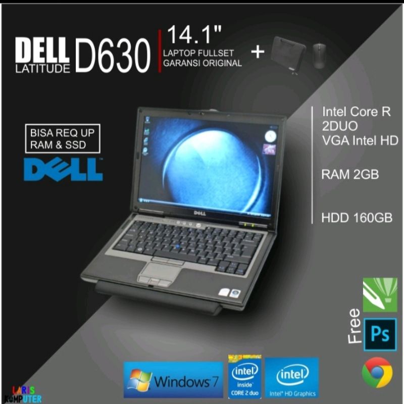 Laptop Second Referbushed Fullset Latitude  Dell D630 mulus core@2duoRam 2 GB / HDD 160 GB